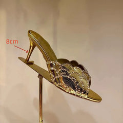 2026 European & American Style Sequin Rhinestone Open-Toe Slippers