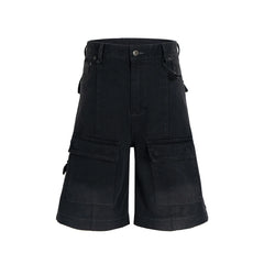 Vintage Washed Detachable Flared Cargo Overalls - Men's Baggy Boot Cut Streetwear Trousers