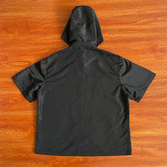 SAINT VANITY Embroidered Hooded Trench Coat – Casual Sports Short-Sleeve Waterproof Jacket