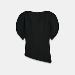 Elegant Lace-Trim Patchwork Blouse for Women – Asymmetrical Hem Solid Top | 2026