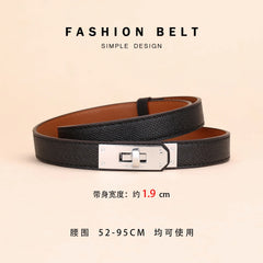 Women's Thin Leather Belt – Elegant Alloy Buckle Casual & Business Belt