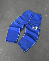 Retro Y2K Baggy Sweatpants for Men – American Letter Patch, Double-Layer Design