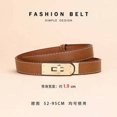 Women's Thin Leather Belt – Elegant Alloy Buckle Casual & Business Belt