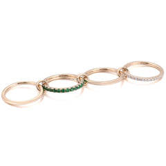 18K Solid Gold Stacking Rings – Lab-Grown Diamond & Tsavorite Gemstone Bands |