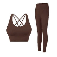 2-Piece Yoga Set Women - Push Up Sports Bra + High Waist Leggings Athletic Tracksuit