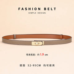 Women's Thin Leather Belt – Elegant Alloy Buckle Casual & Business Belt