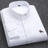 Large Size Men's Oxford Shirt – 100% Pure Cotton Long Sleeve Business Casual Shirt