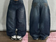 2026 Retro Hip-Hop Baggy Jeans – Y2K Harajuku Gothic Wide-Leg Pants