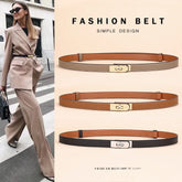 Women's Thin Leather Belt – Elegant Alloy Buckle Casual & Business Belt