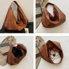 Large Black Leather Hobo Bag - Soft Crossbody Shoulder Tote for Women