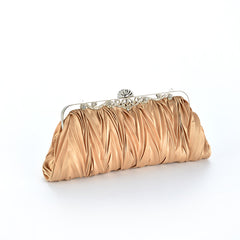 Ruby Red Pleated Clutch – Satin Bridesmaid Chain Strap Bag