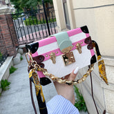 Structured Boxy Bag – Adjustable Strap Vegan Leather Abstract Print