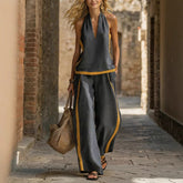 Women's Wide-Leg Co-Ord Set – 55% Linen 45% Cotton High-Rise