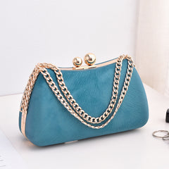 Chain-Strap Evening Clutch – Synthetic Leather Detachable Chain