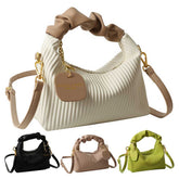 Pleated Synthetic Leather Crossbody Bag – Adjustable Strap Casual