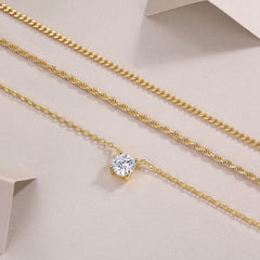 Moissanite Pendant – 1ct DEW Lab-Created S925 Gold Plated
