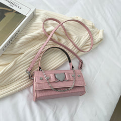 Chain Strap Crossbody Bag – Faux Leather Mini Shoulder Bag
