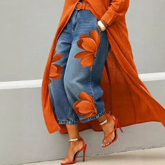 Floral Wide-Leg Trousers – Rayon Spandex Cold Wash Casual
