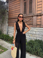 Slim-Fit Jumpsuit – Polyester Spandex Cold Wash Casual Evening