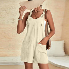 Cotton Suspender Shorts – Romper Size Up Cold Wash Functional Pockets