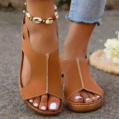Women's Peep-Toe Wedge Sandals – Elastic Strap 2.5" Heel