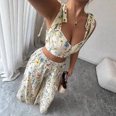 Floral Camisole Lounge Set – Rayon Spandex Hand Wash Only