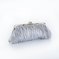 Ruby Red Pleated Clutch – Satin Bridesmaid Chain Strap Bag