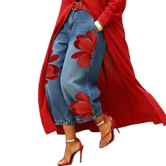 Floral Wide-Leg Trousers – Rayon Spandex Cold Wash Casual