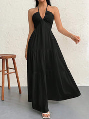 Backless Halter Skirt – Bodycon Polyester Spandex Resort Wear