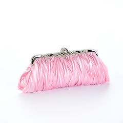 Ruby Red Pleated Clutch – Satin Bridesmaid Chain Strap Bag