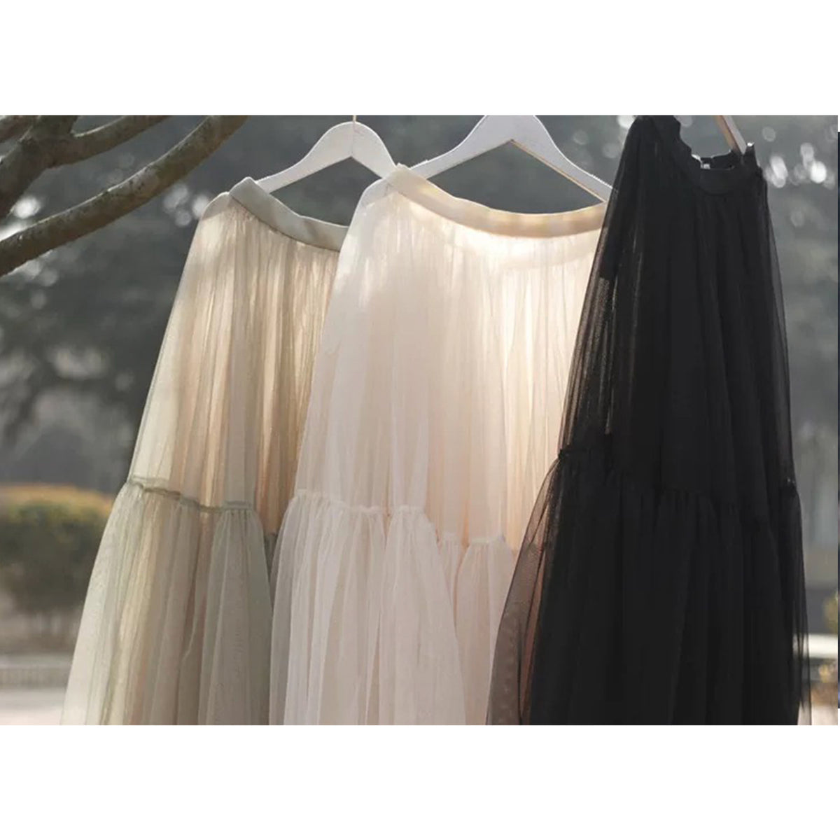 Black Mesh Maxi Skirt – 100% Polyester Full Circle Sheer Unlined