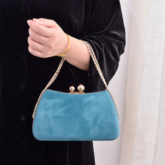 Chain-Strap Evening Clutch – Synthetic Leather Detachable Chain