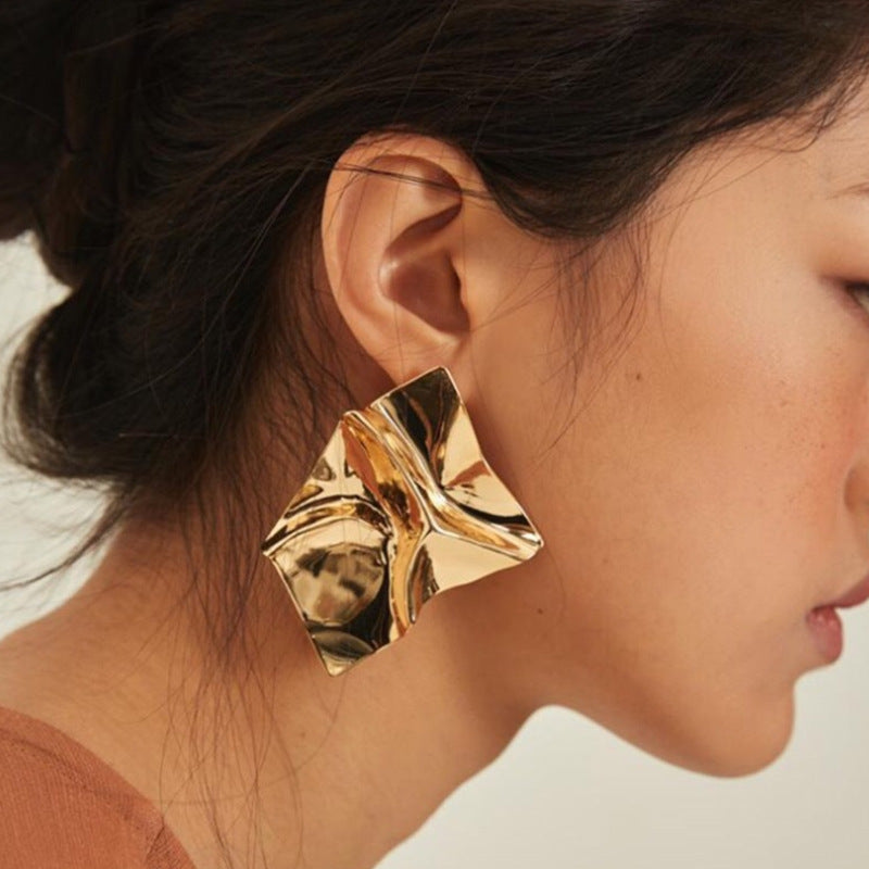 Oversized Geometric Mirror Earrings – Nickel-Free Lightweight Statement