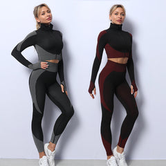 3-Piece Seamless Workout Set – Leggings Crop Top Sports Bra Women