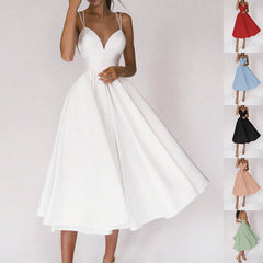 V-Neck Suspender Maxi Dress – Rayon Spandex Cold Wash Casual