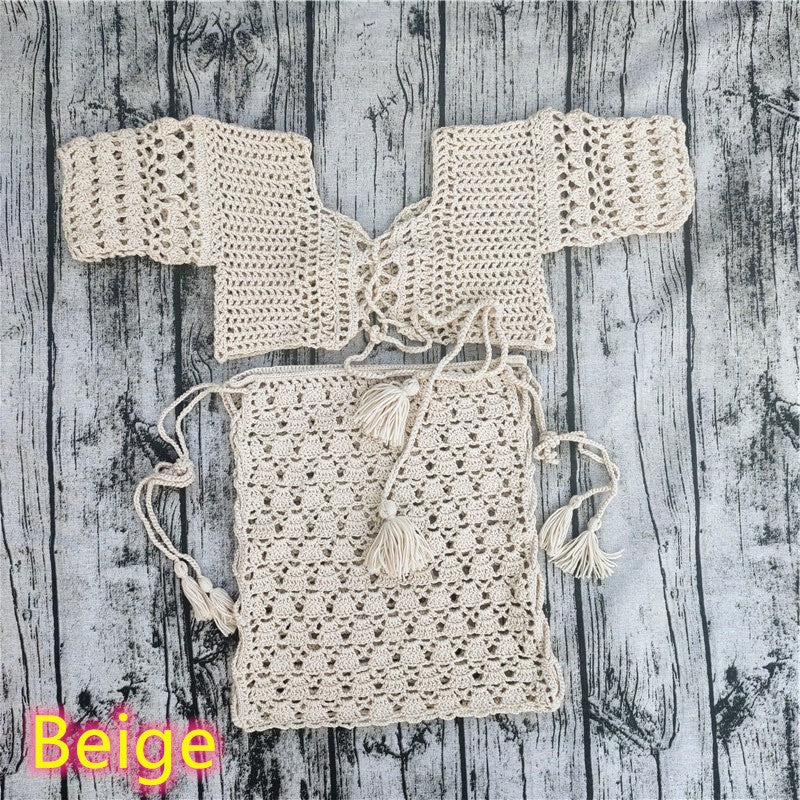 Crochet Beach Cover-Up Set – Cotton Acrylic Hand Wash Sheer