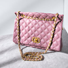 Diamond-Quilted Shoulder Bag – Genuine Cowhide Leather 25L