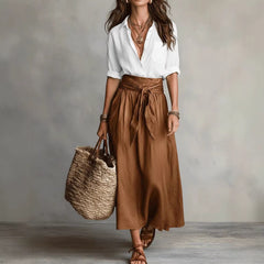 Cotton Two-Piece Set – Shirt & Skirt Cold Wash Day Out