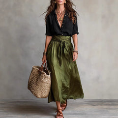 Cotton Two-Piece Set – Shirt & Skirt Cold Wash Day Out