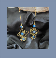 Geometric Blue Glass Earrings – Hypoallergenic Alloy Everyday Wear