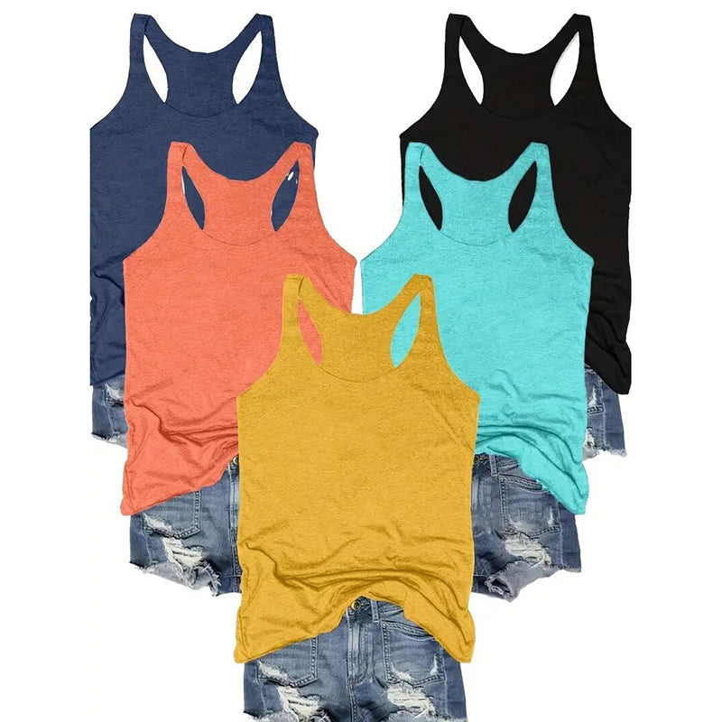 Women's Tank Top 5-Pack – Racerback Crew Neck 95% Cotton