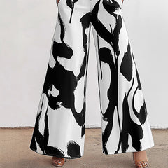 Black & White Wide-Leg Pants – Rayon Spandex Cold Wash Casual