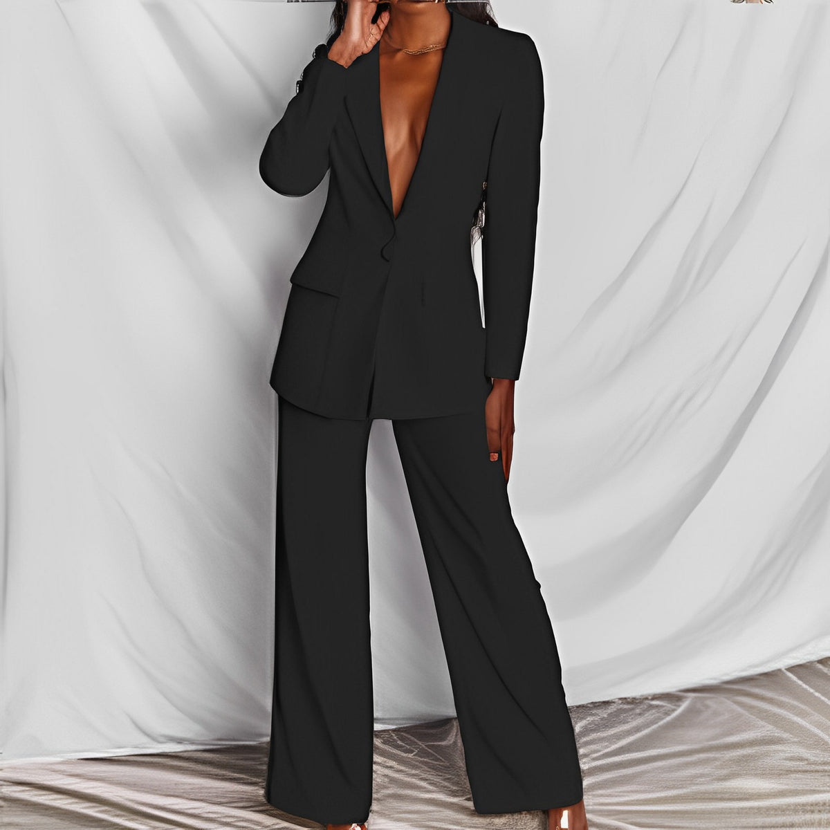 2-Piece Blazer Set – Stretch Twill Blazer & Straight Leg Pants