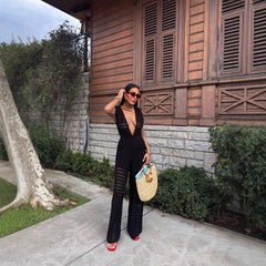 Slim-Fit Jumpsuit – Polyester Spandex Cold Wash Casual Evening