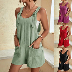 Cotton Suspender Shorts – Romper Size Up Cold Wash Functional Pockets