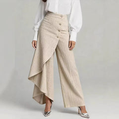 Straight Leg Jeans – Ruffle Button Detail Women Denim Pants