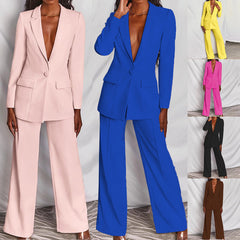 2-Piece Blazer Set – Stretch Twill Blazer & Straight Leg Pants