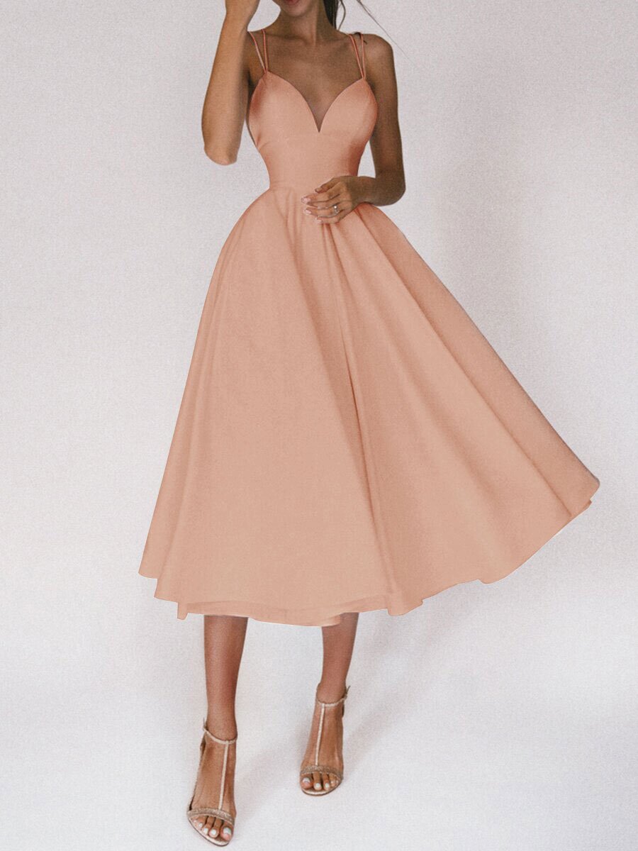 V-Neck Suspender Maxi Dress – Rayon Spandex Cold Wash Casual