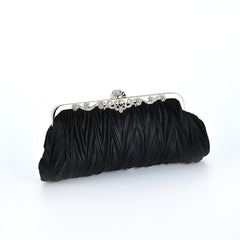Ruby Red Pleated Clutch – Satin Bridesmaid Chain Strap Bag