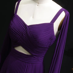 Fuchsia Chiffon Evening Dress with Cape Sleeves – Elegant Yellow Accent Arabic Formal Gown